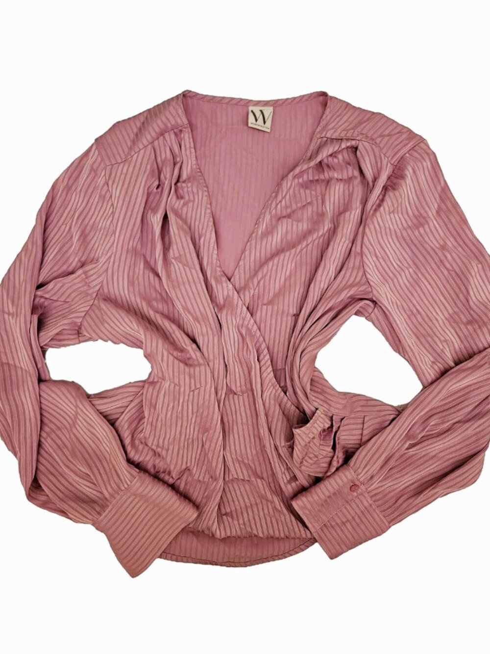 Worthington Brand Pink Blouse Wrap Top Size Large